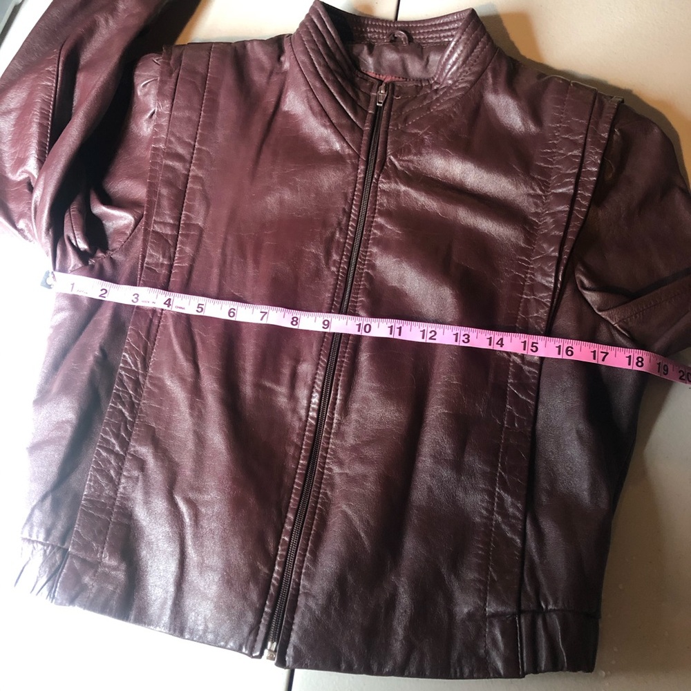 Vintage Berman’s Maroon Leather Moto bomber jacket - Picture 7 of 13